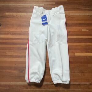 Mizuno Girls  Premier Short Piped Baseball Pants, white/red small